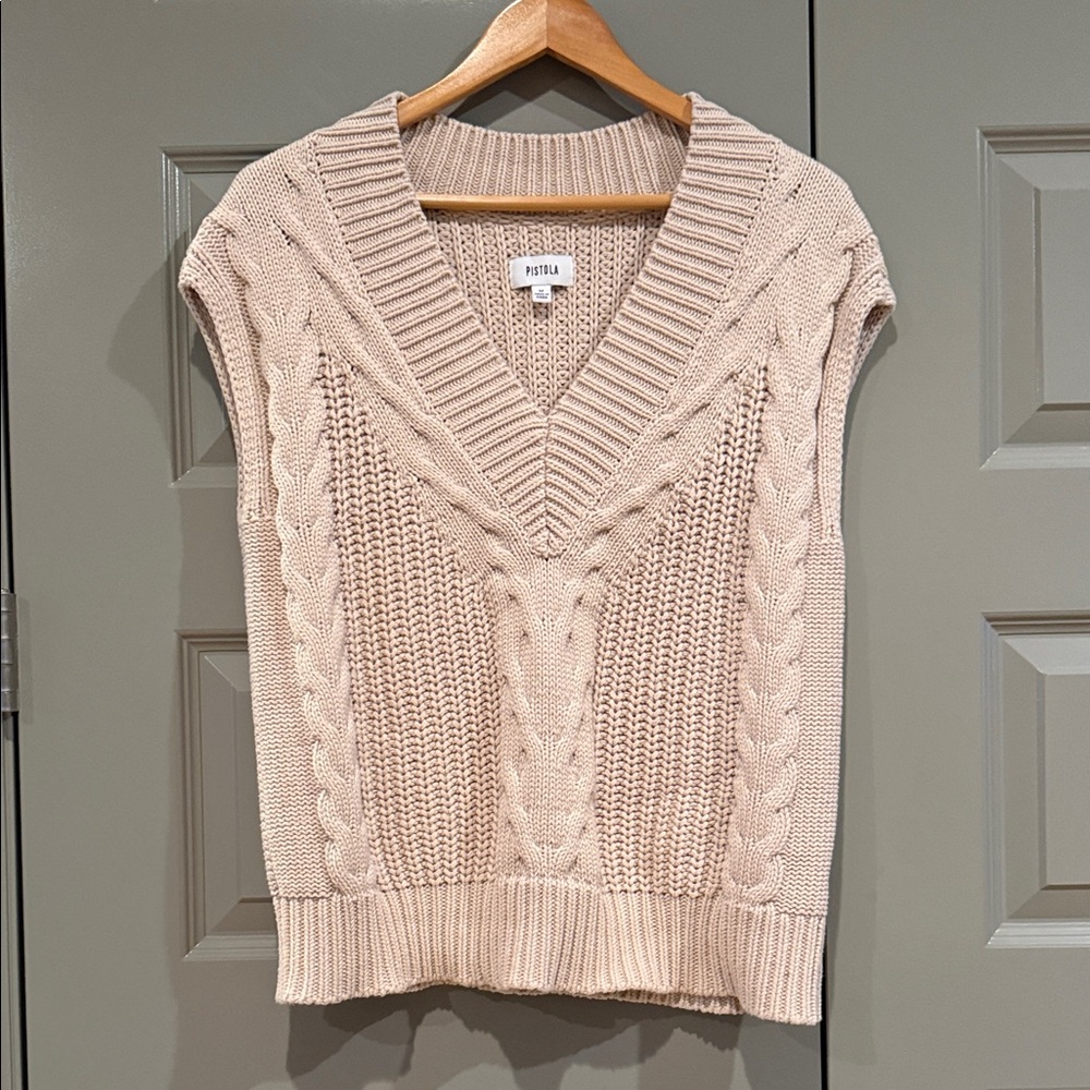 Pistola Women's Cable Knit Sweater Vest in Dove